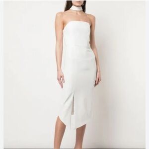 ALICE + OLIVIA Sia Strapless Choker Dress Off White Midi Size 6